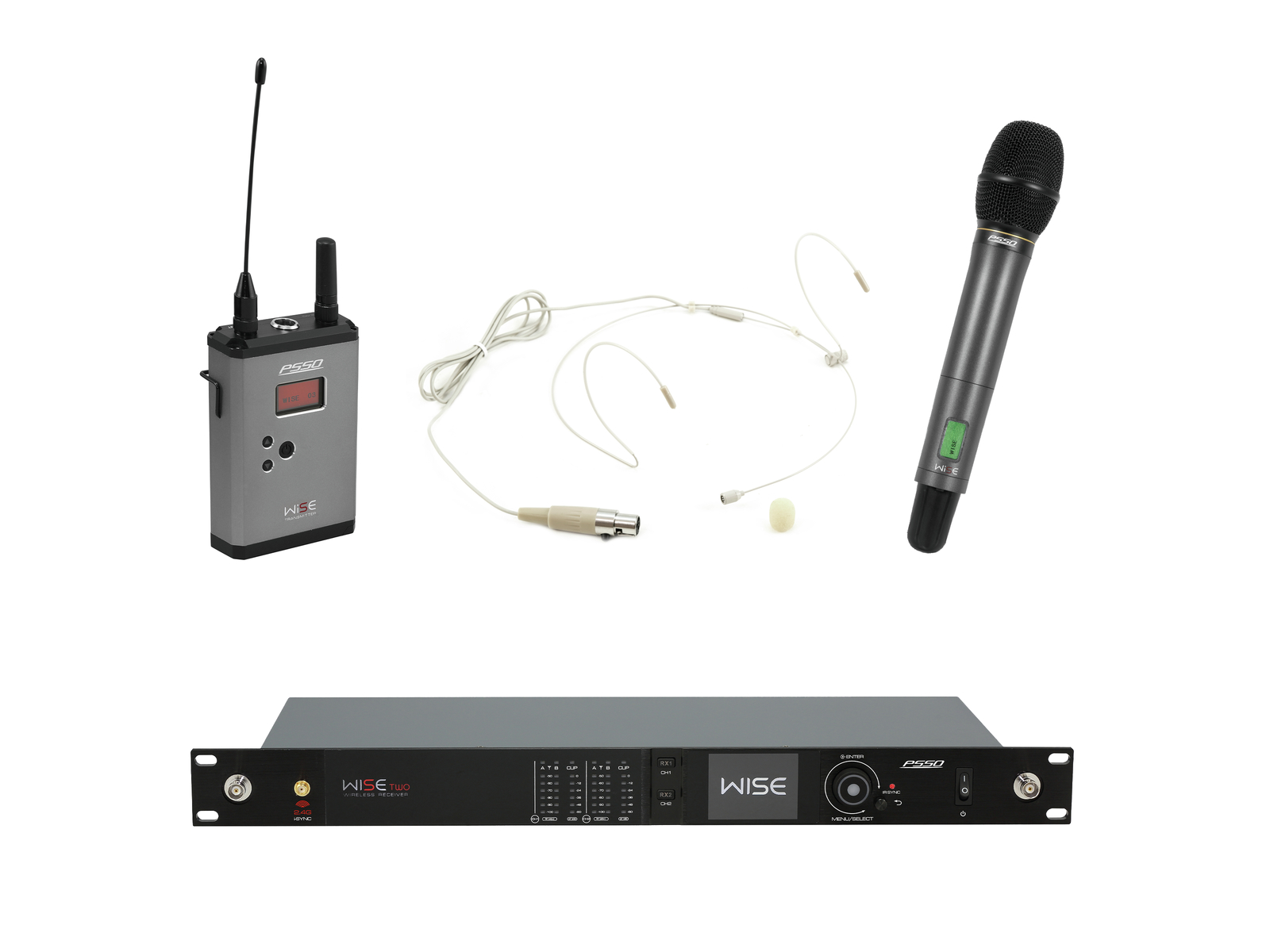 PSSO Set WISE TWO+dyn.mikr.+BP+náhlavní mikr., 2-kanálový mikrofonní set 823-832 MHz / 863-865 MHz